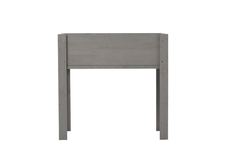 Grey solid wood raised garden bed with legs, elevated planter box for outdoor herbs, flowers, and vegetables.