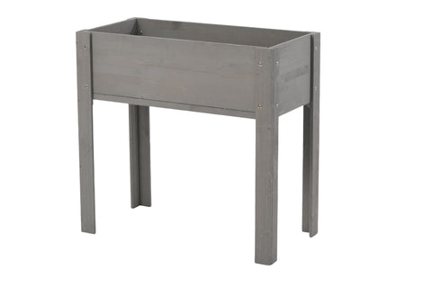 Grey solid wood raised garden bed with legs, 31x31x16 inches, elevated planter box for outdoor plants and vegetables