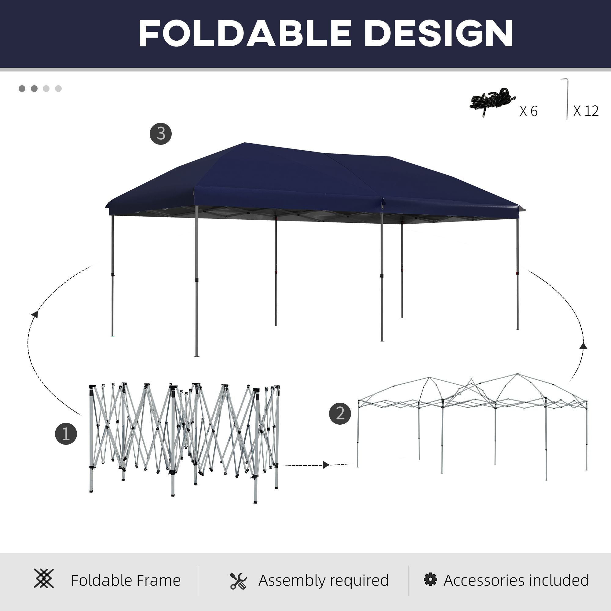 Blue Outsunny 10' x 19' pop up canopy with foldable steel frame and adjustable legs for easy outdoor event shade
