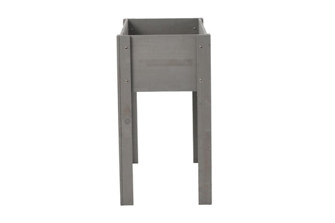 Gray solid wood raised garden bed with legs, elevated planter box for outdoor plants and vegetables