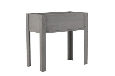 Grey solid wood raised garden bed with legs, 31x31x16 inches, elevated planter box for outdoor plants and vegetables