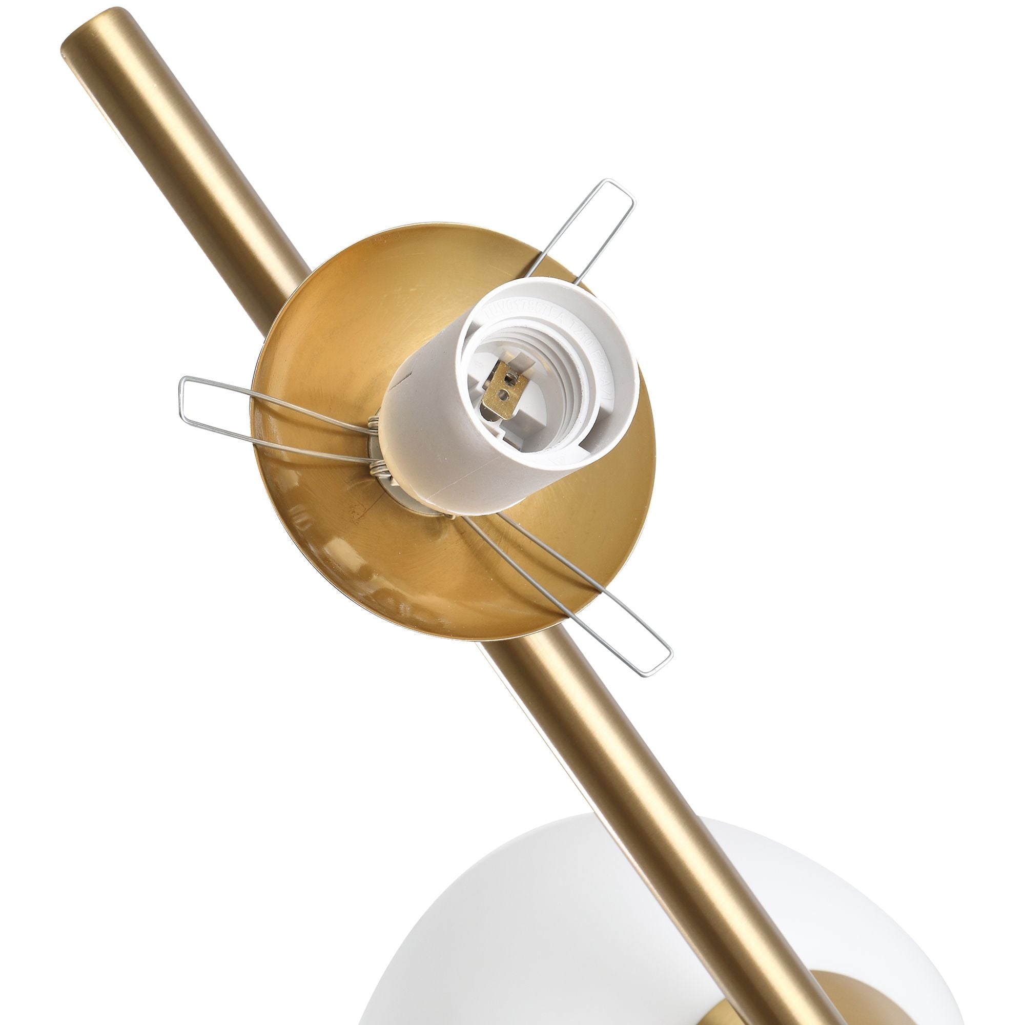 HOMCOM Decorative Floor Lamp with white glass shade and gold pole, modern dual-globe design for living room or bedroom lighting
