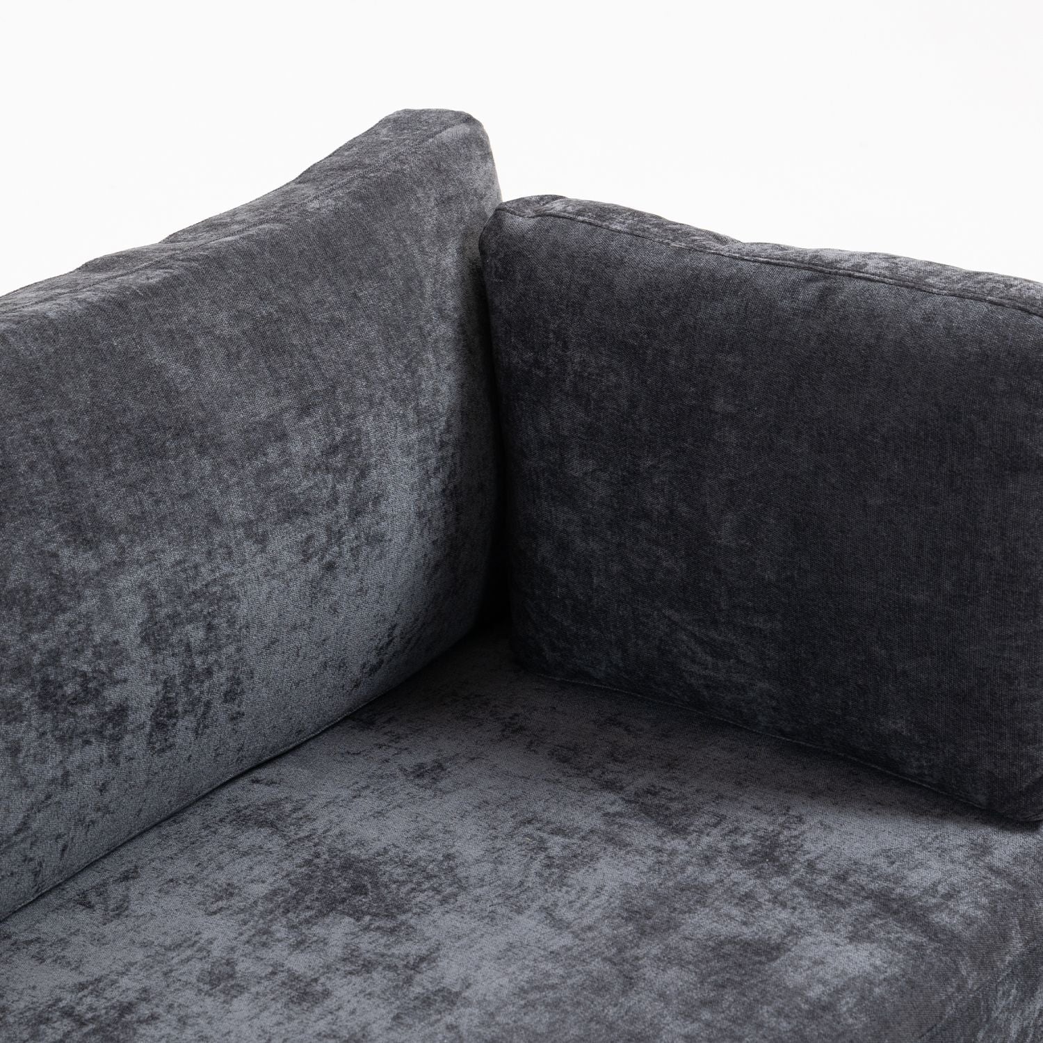 Ultra-soft dark grey chenille fabric XXXL 3-seater sofa with plush cushions and convenient side pocket for living room comfort