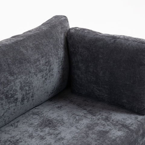 Ultra-soft dark grey chenille fabric XXXL 3-seater sofa with plush cushions and convenient side pocket for living room comfort