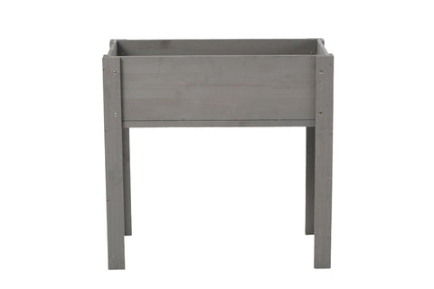 Grey solid wood raised garden bed with legs for outdoor planting, 31x31x16 inch elevated planter box