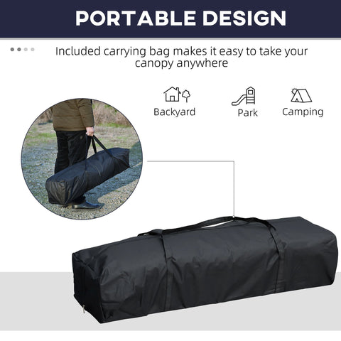 Carrying bag for Outsunny 10' x 19' blue pop up canopy with easy-up steel frame, designed for portable outdoor use.