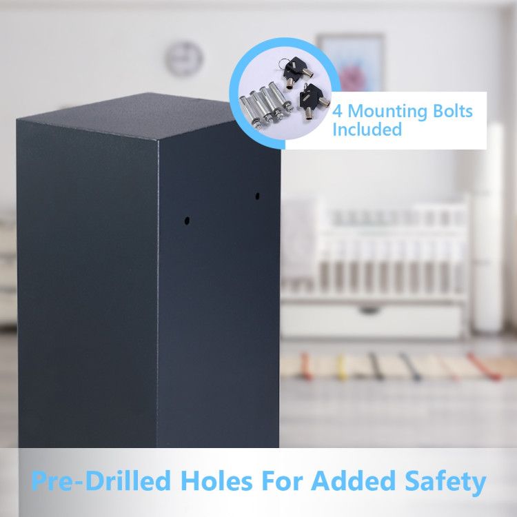Digital safe box corner with pre-drilled holes and included mounting bolts for enhanced security
