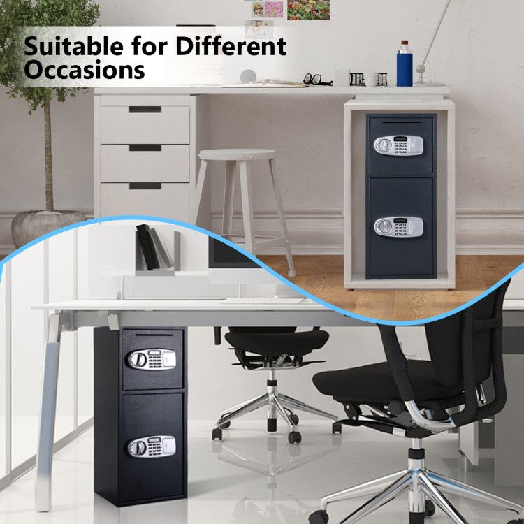 Digital safe box with two digital lock doors in office environments for secure storage