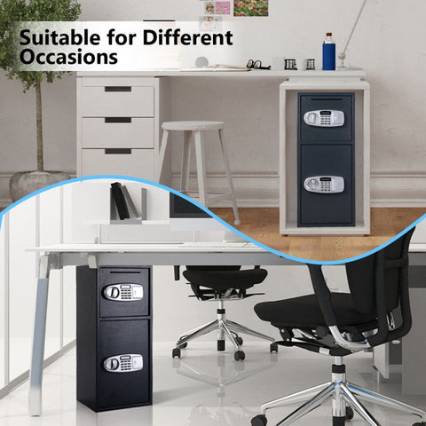 Digital safe box with two digital lock doors in office environments for secure storage